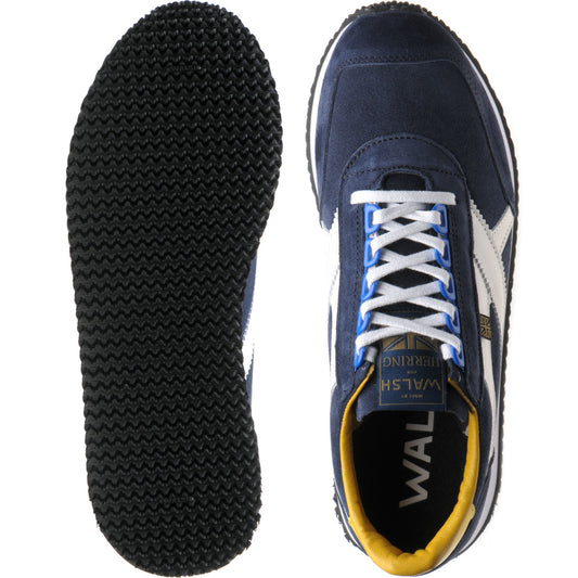Product image for Herring Voyager Trainer mens rubber-soled trainers in navy suede and white calf