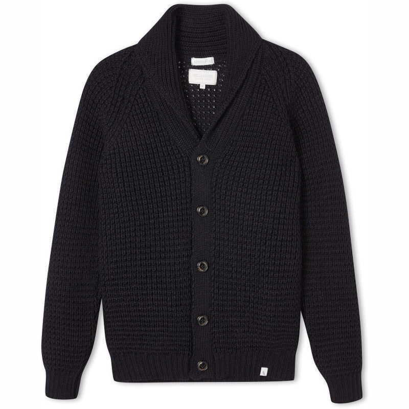 Product image for Herring Waffle Shawl Cardigan by Peregrine in navy