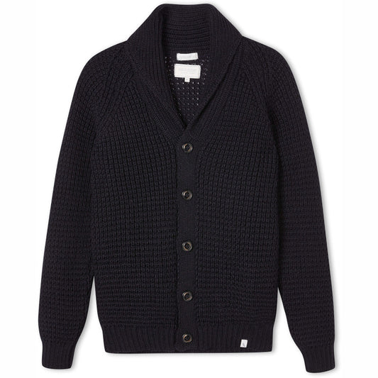 Product image for Herring Waffle Shawl Cardigan by Peregrine in navy