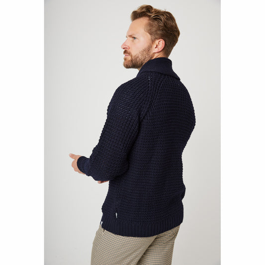Product image for Herring Waffle Shawl Cardigan by Peregrine in navy