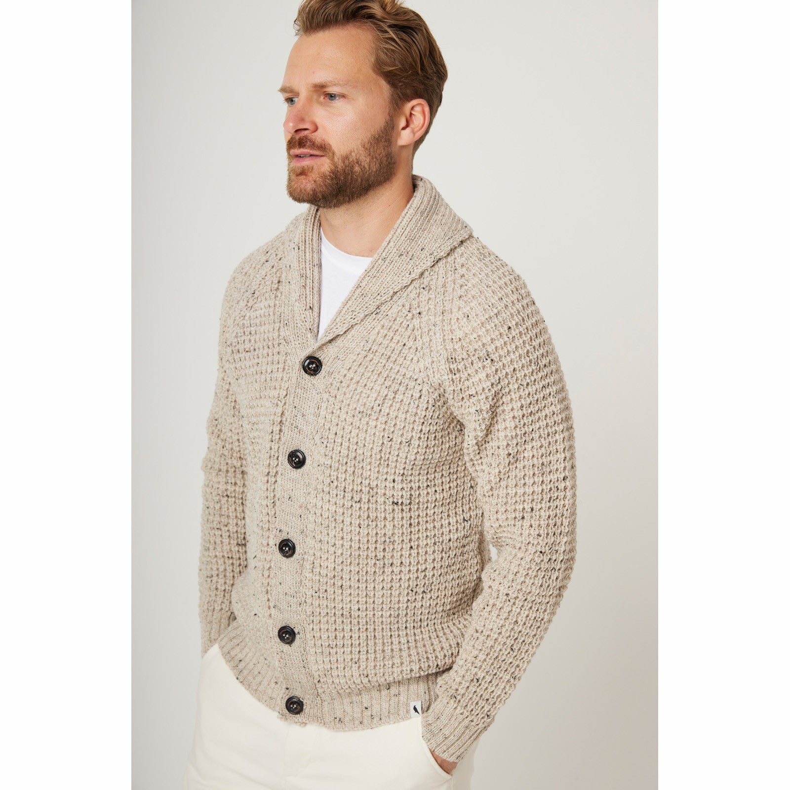 Product image for Herring Waffle Shawl Cardigan by Peregrine in skiddaw