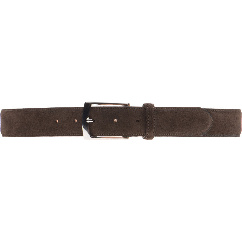 Product image for Herring Westminster Belt in dark brown suede nickel buckle