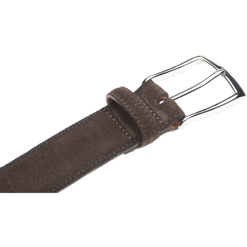 Product image for Herring Westminster Belt in dark brown suede nickel buckle