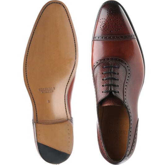 Product image for Herring Wordsworth mens semi-brogues in rosewood calf and grain