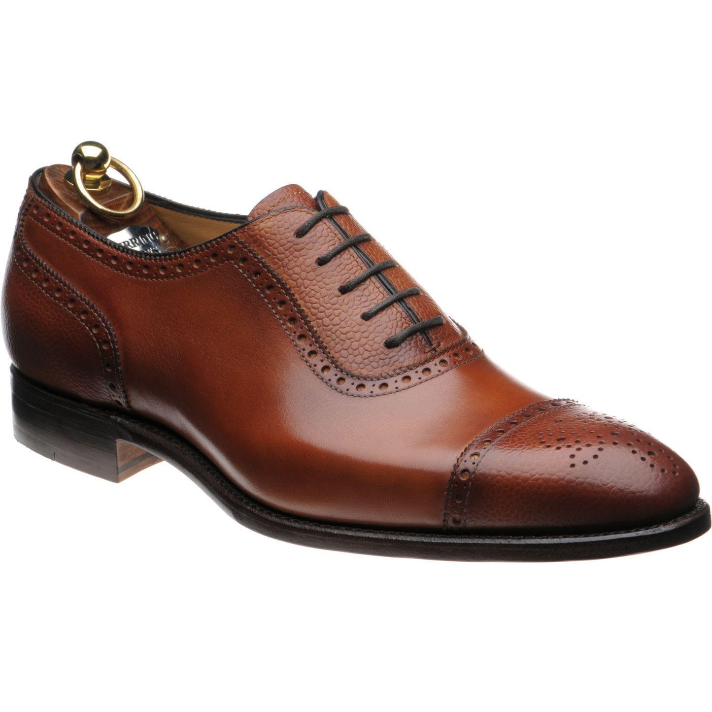 Product image for Herring Wordsworth mens semi-brogues in tan calf and grain
