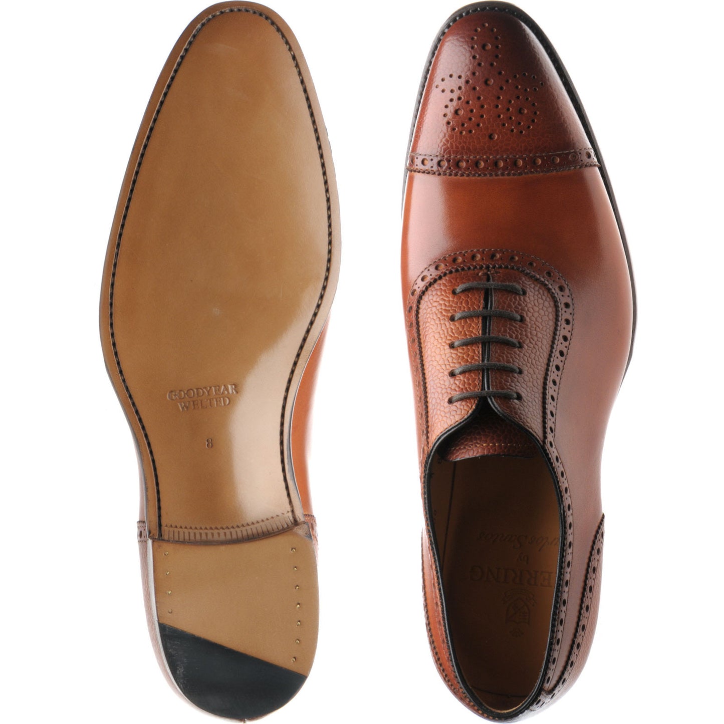 Product image for Herring Wordsworth mens semi-brogues in tan calf and grain