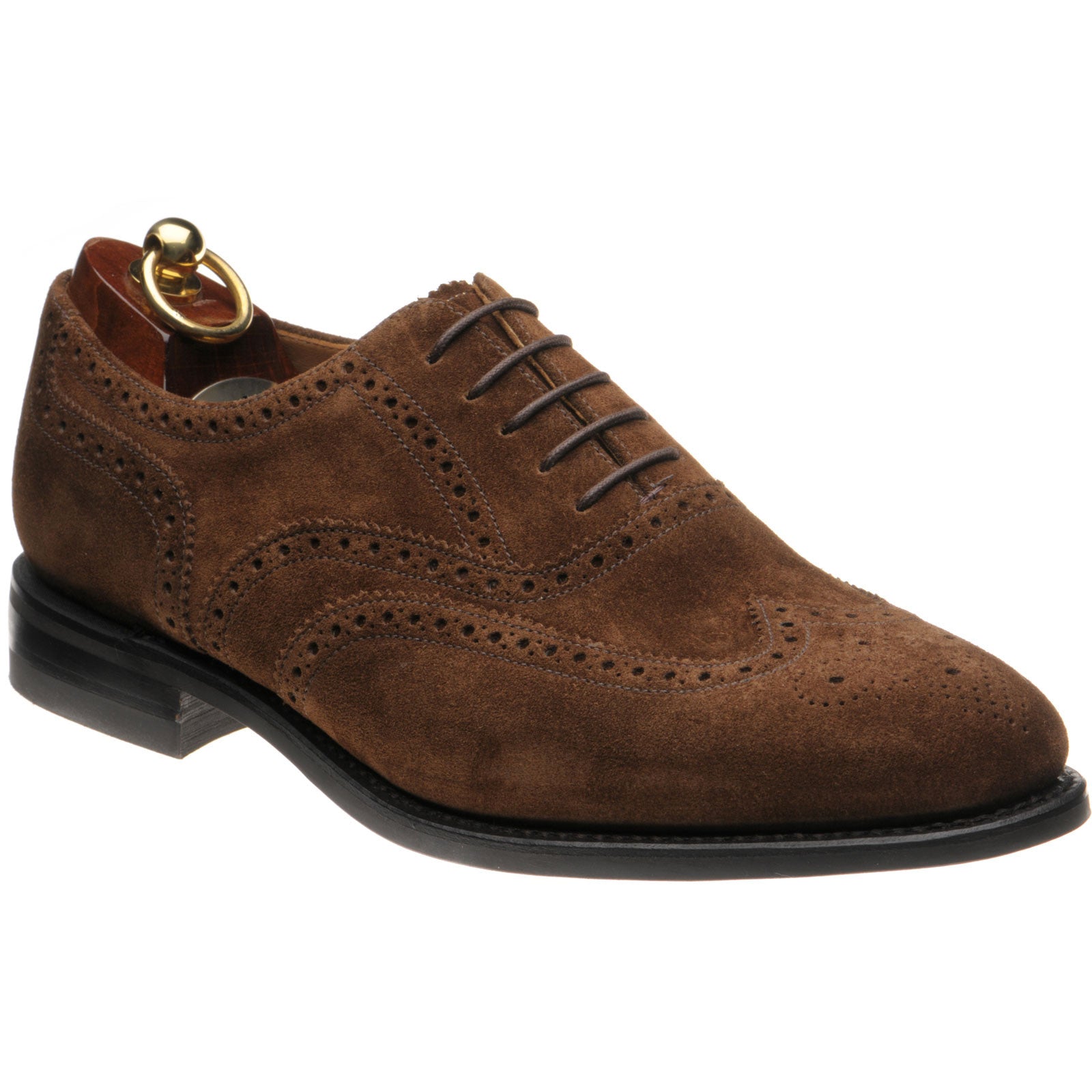 Loake 302 mens rubber-soled brogues in brown suede – Herring Shoes