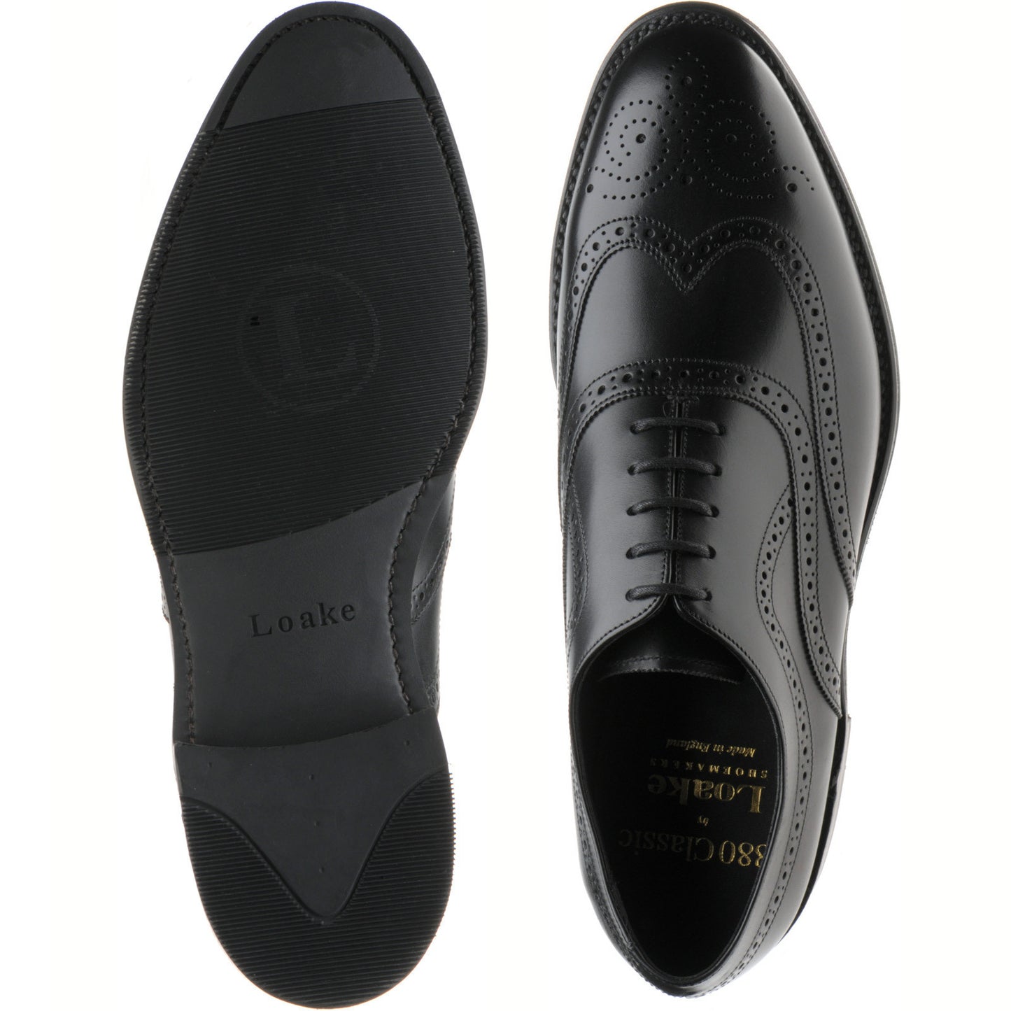 Product image for Loake Castlegate mens rubber-soled brogues in black calf