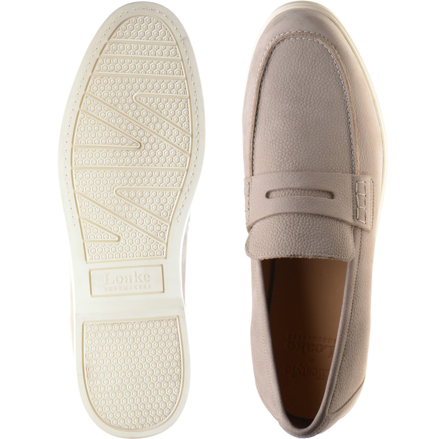 Product image for Loake Como mens rubber-soled loafers in grey nubuck (second)