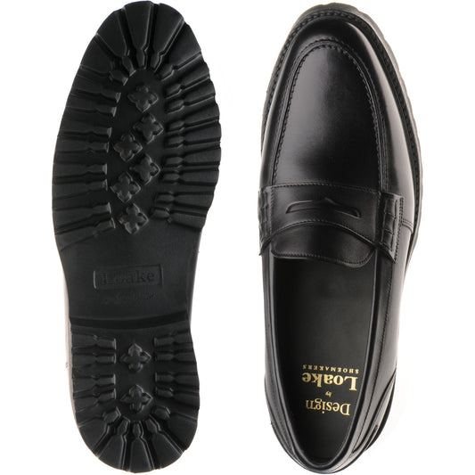 Product image for Loake Crux mens rubber-soled loafers in black calf (second)