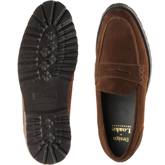 Product image for Loake Crux mens rubber-soled loafers in brown suede (second)