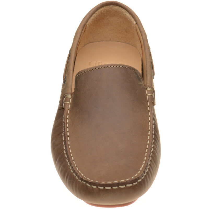 Product image for Loake Donington mens rubber-soled driving moccasins in brown oiled nubuck
