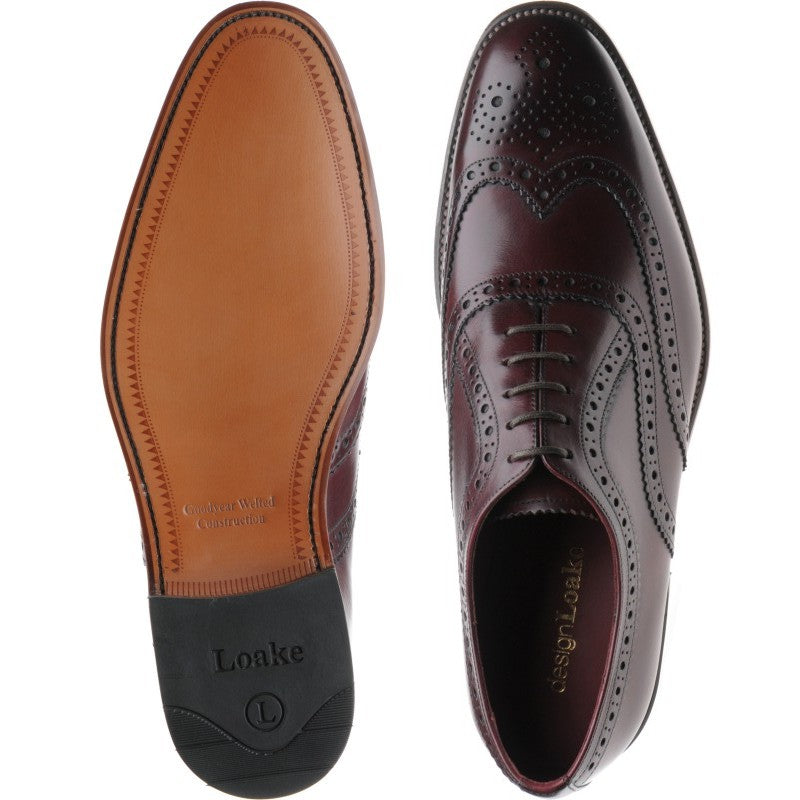 Product image for Loake Fearnley mens brogues in burgundy calf