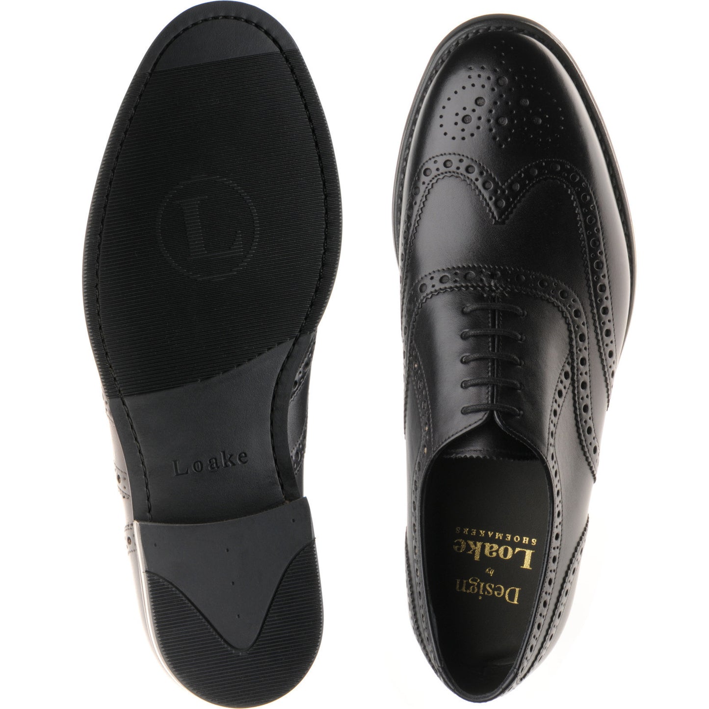 Product image for Loake Hepworth mens hybrid-soled brogues in black calf
