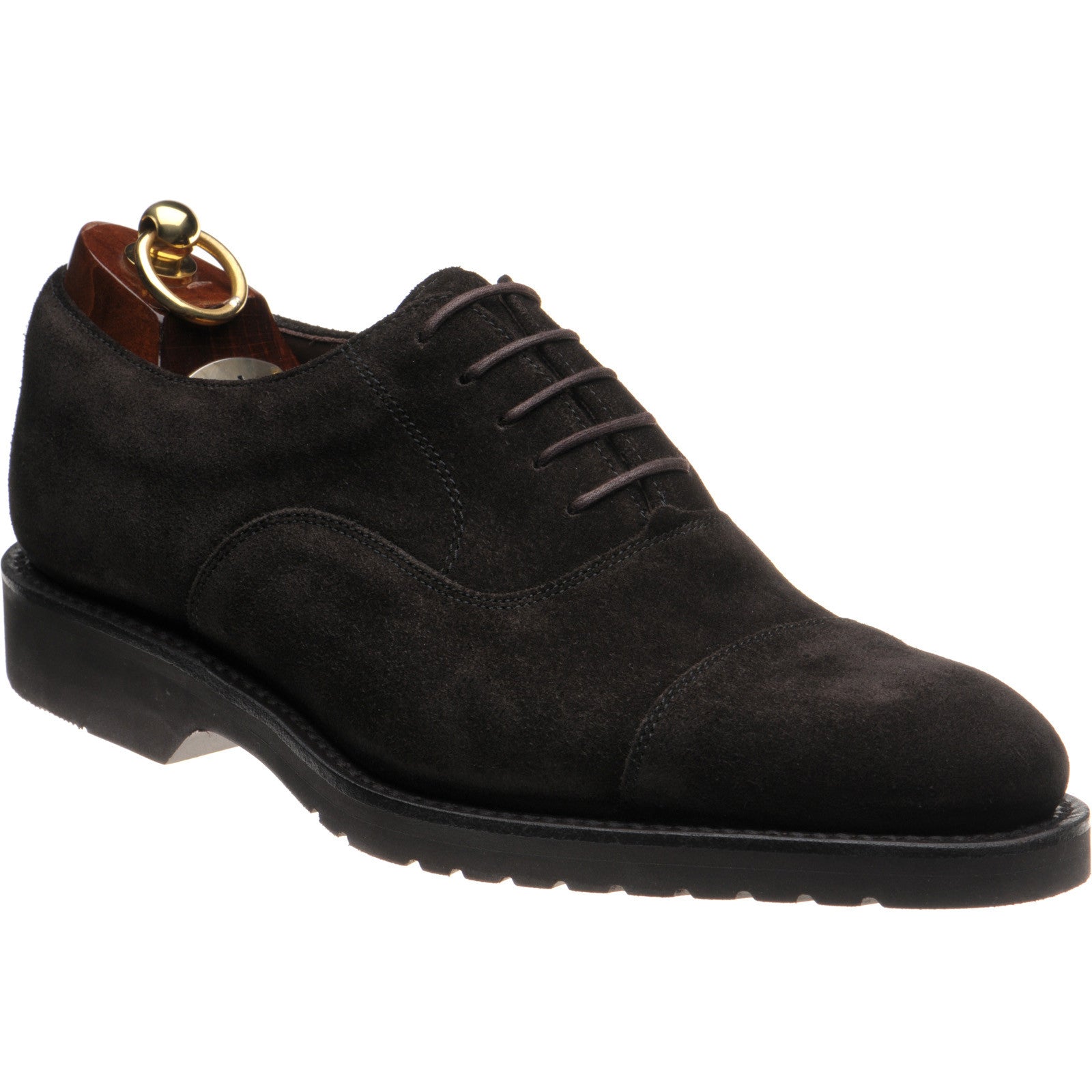 Loake Hitchcock mens rubber-soled Oxfords in chocolate suede