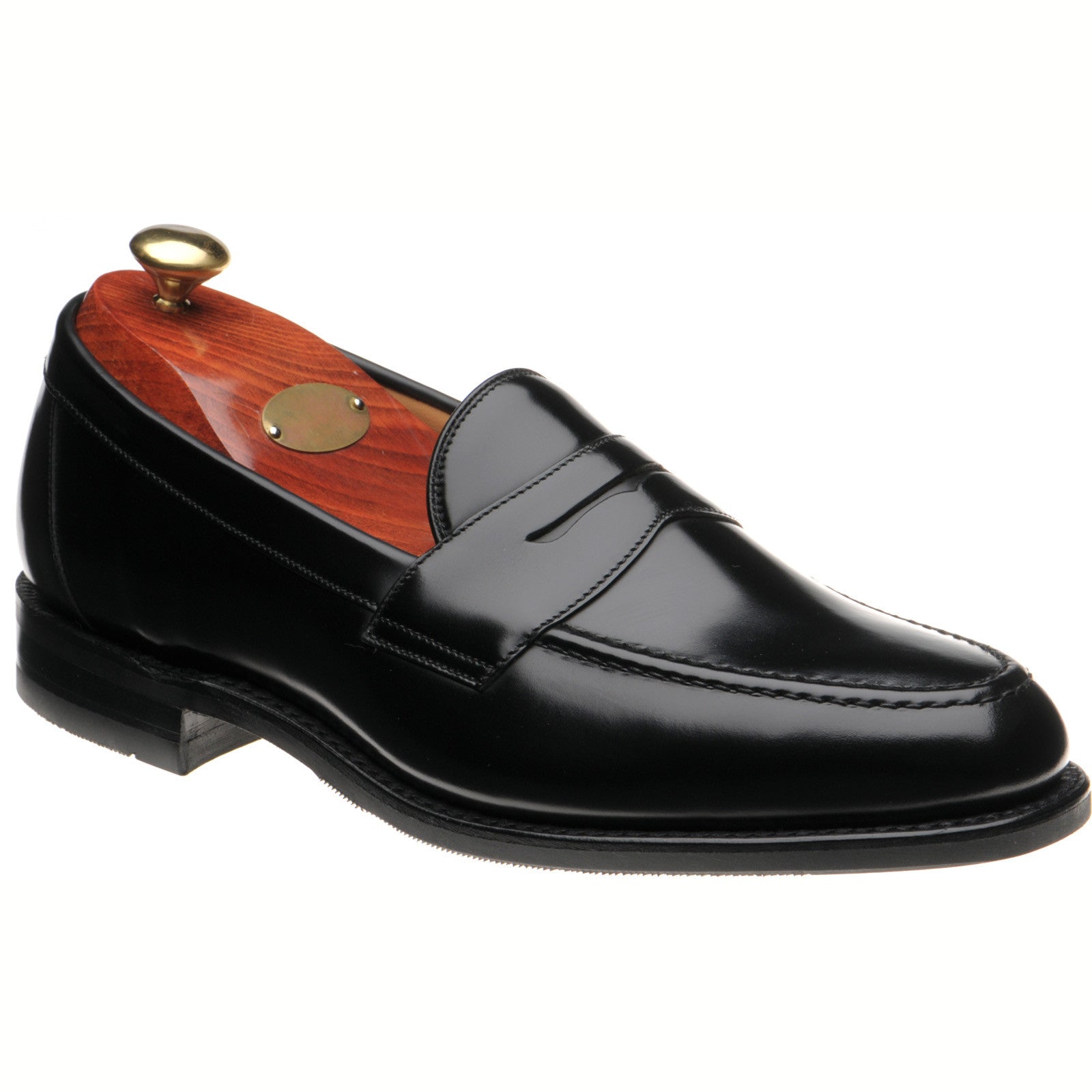 Loake Imperial Rubber mens rubber-soled loafers in black polished