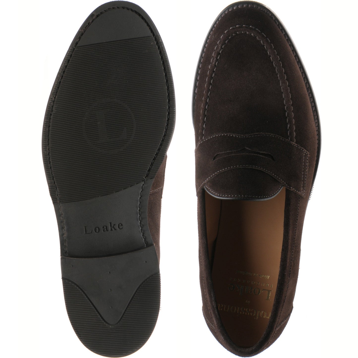 Product image for Loake Imperial Rubber mens rubber-soled loafers in dark brown suede (second)