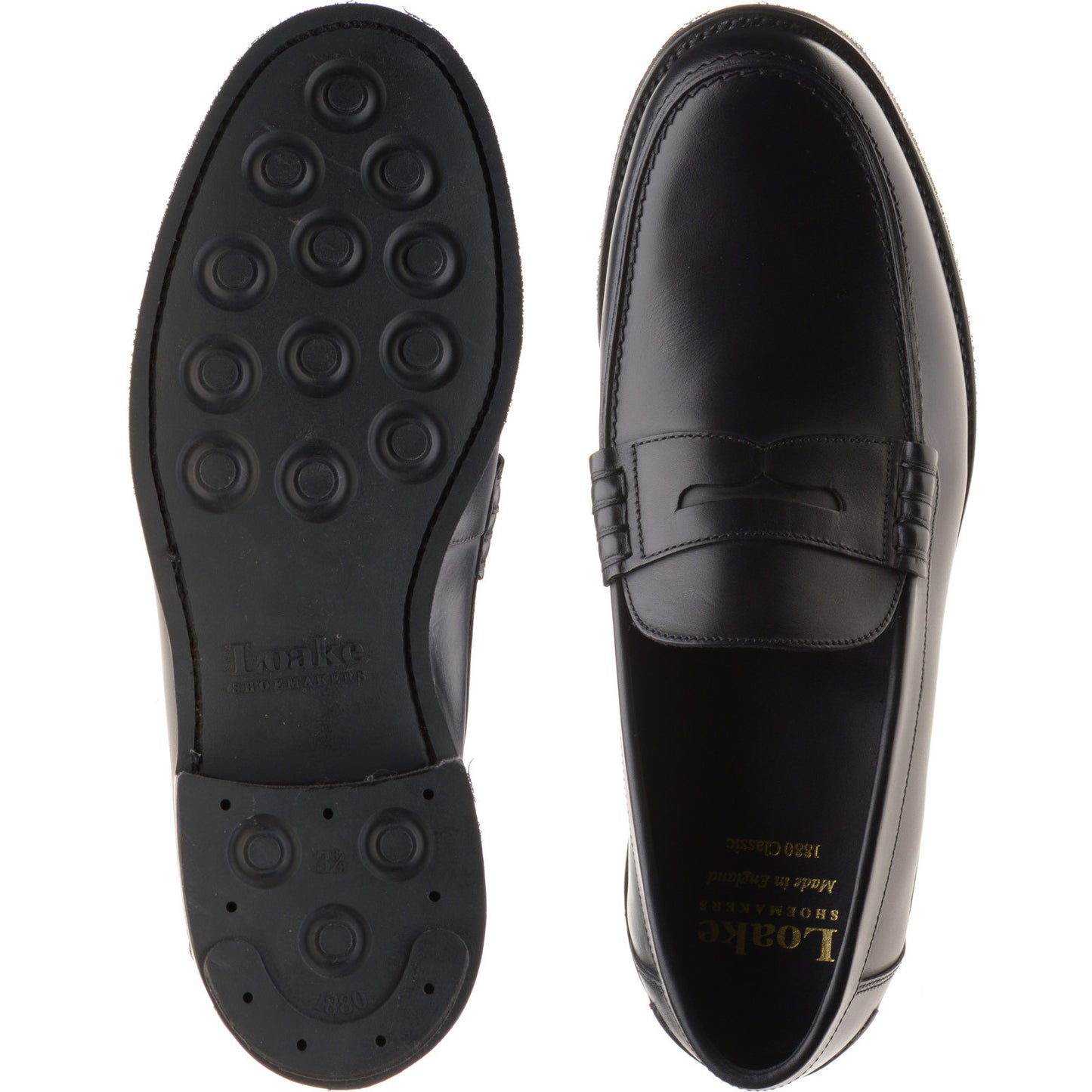 Product image for Loake Kingscliffe mens rubber-soled loafers in black calf (second)