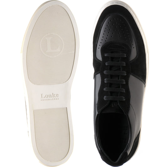 Product image for Loake Rush mens rubber-soled trainers in black calf and black suede (second)