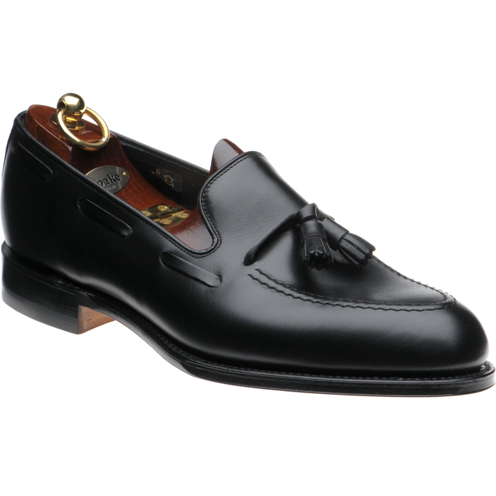 Loake Russell mens tasselled loafers in black calf – Herring Shoes