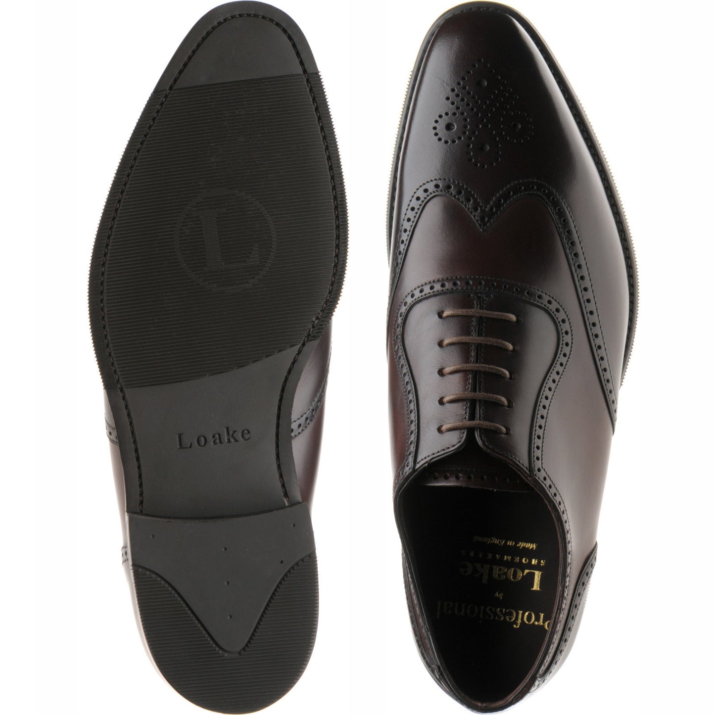 Product image for Loake Tay mens rubber-soled brogues in dark brown calf