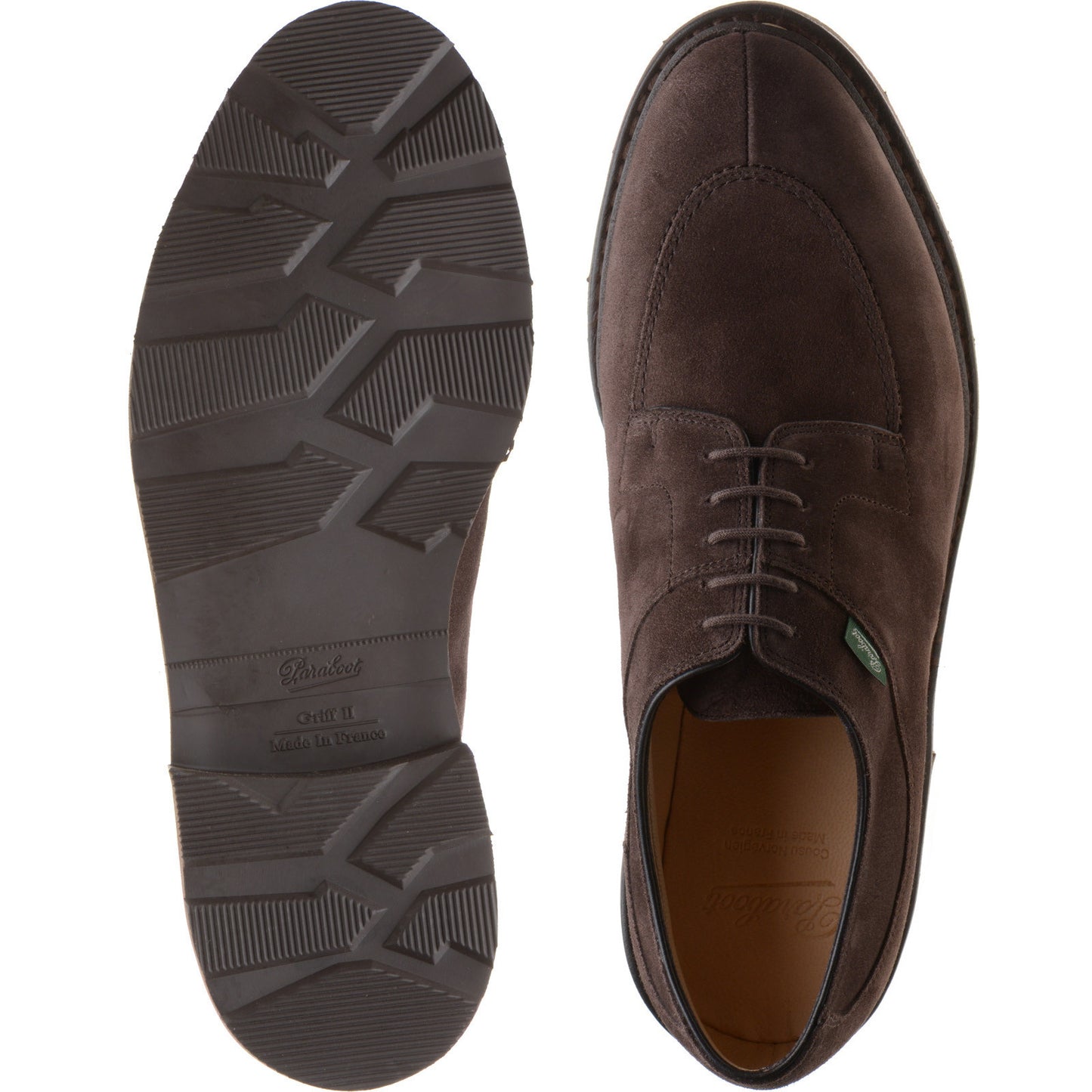 Product image for Paraboot Avignon mens rubber-soled Derby shoes in velour congo