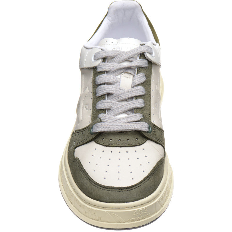 Product image for Premiata Quinn mens rubber-soled trainers in white and green