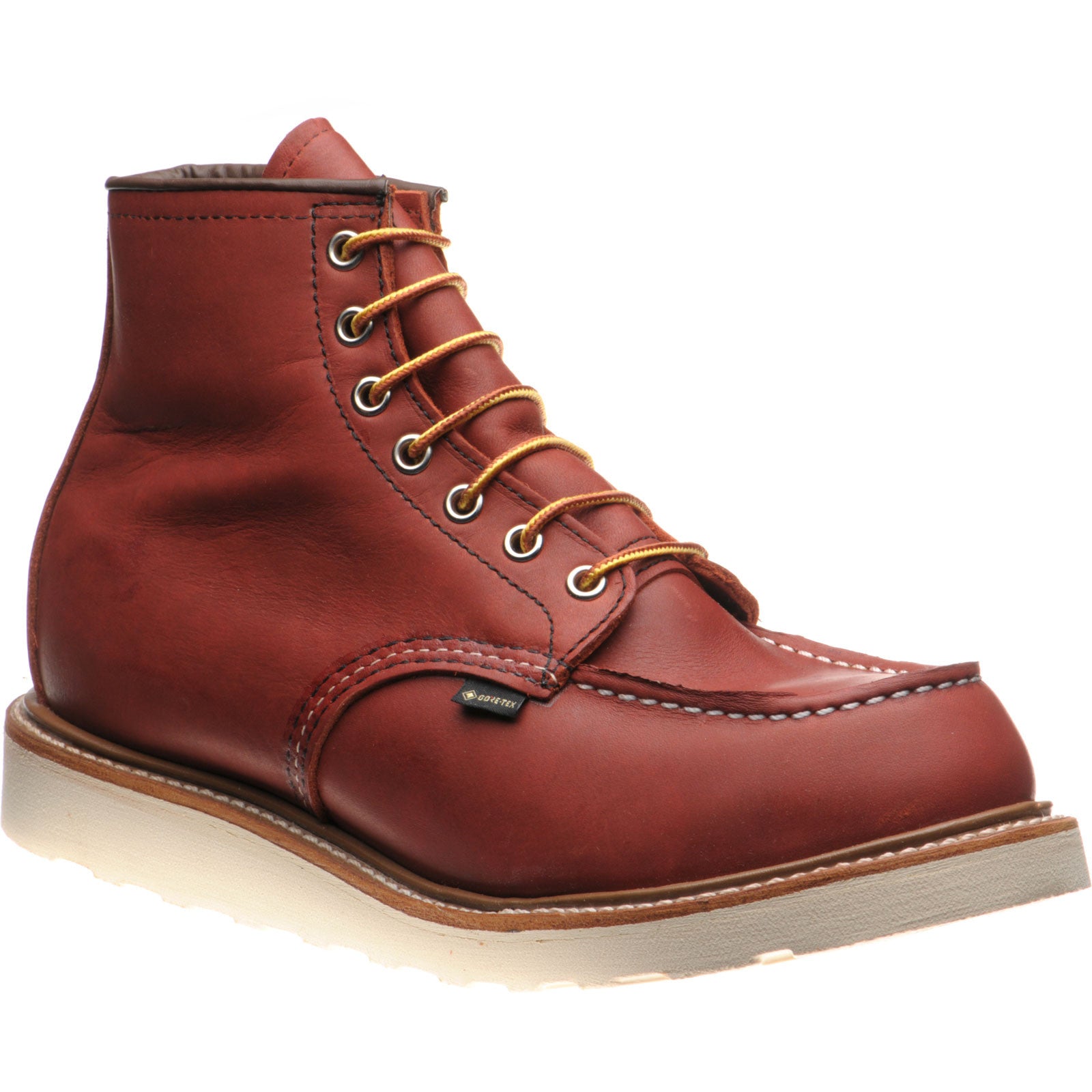 Red Wing 6-Inch Classic Moc mens rubber-soled boots in russet taos