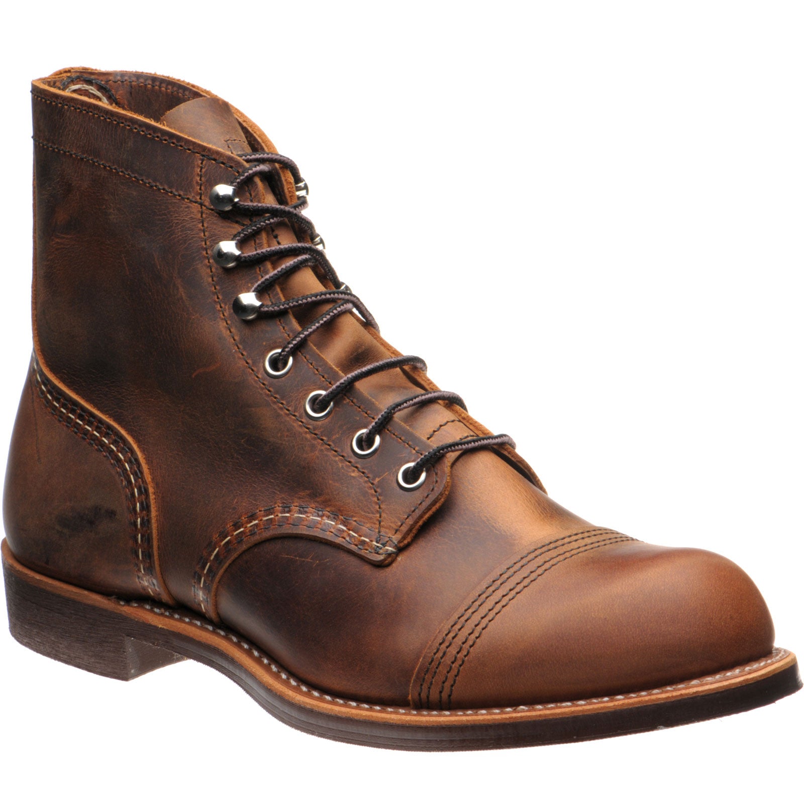 Red Wing Iron Ranger mens rubber-soled boots in copper rough and