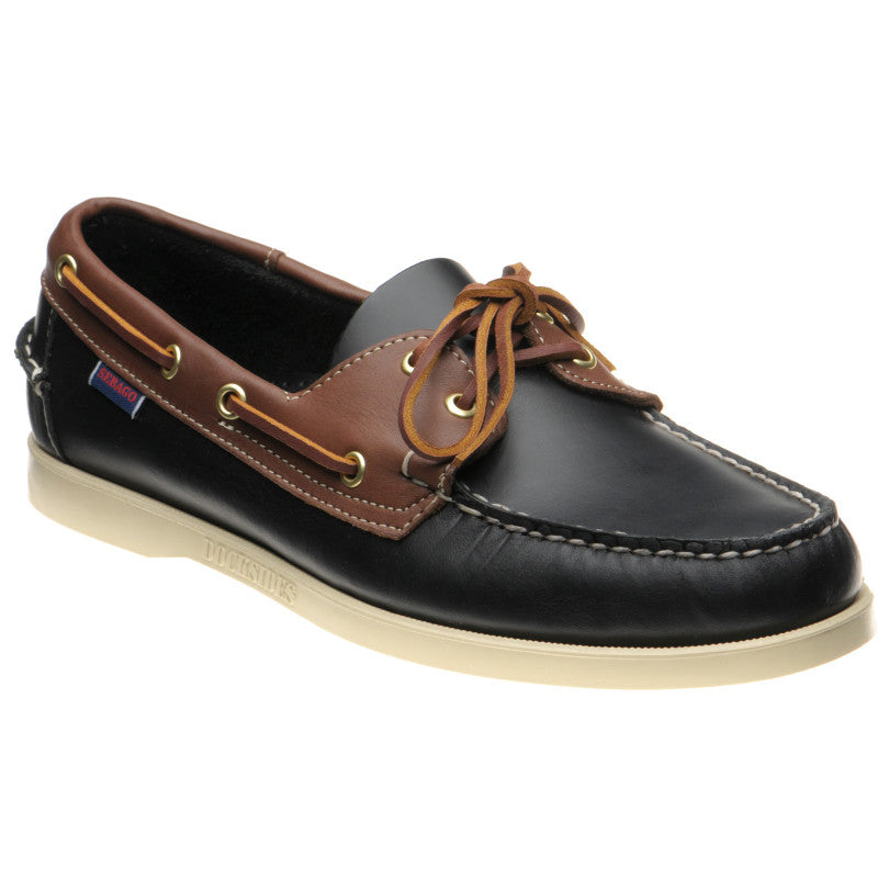 Product image for Sebago Dockside Portland mens rubber-soled deck shoes in brown and black