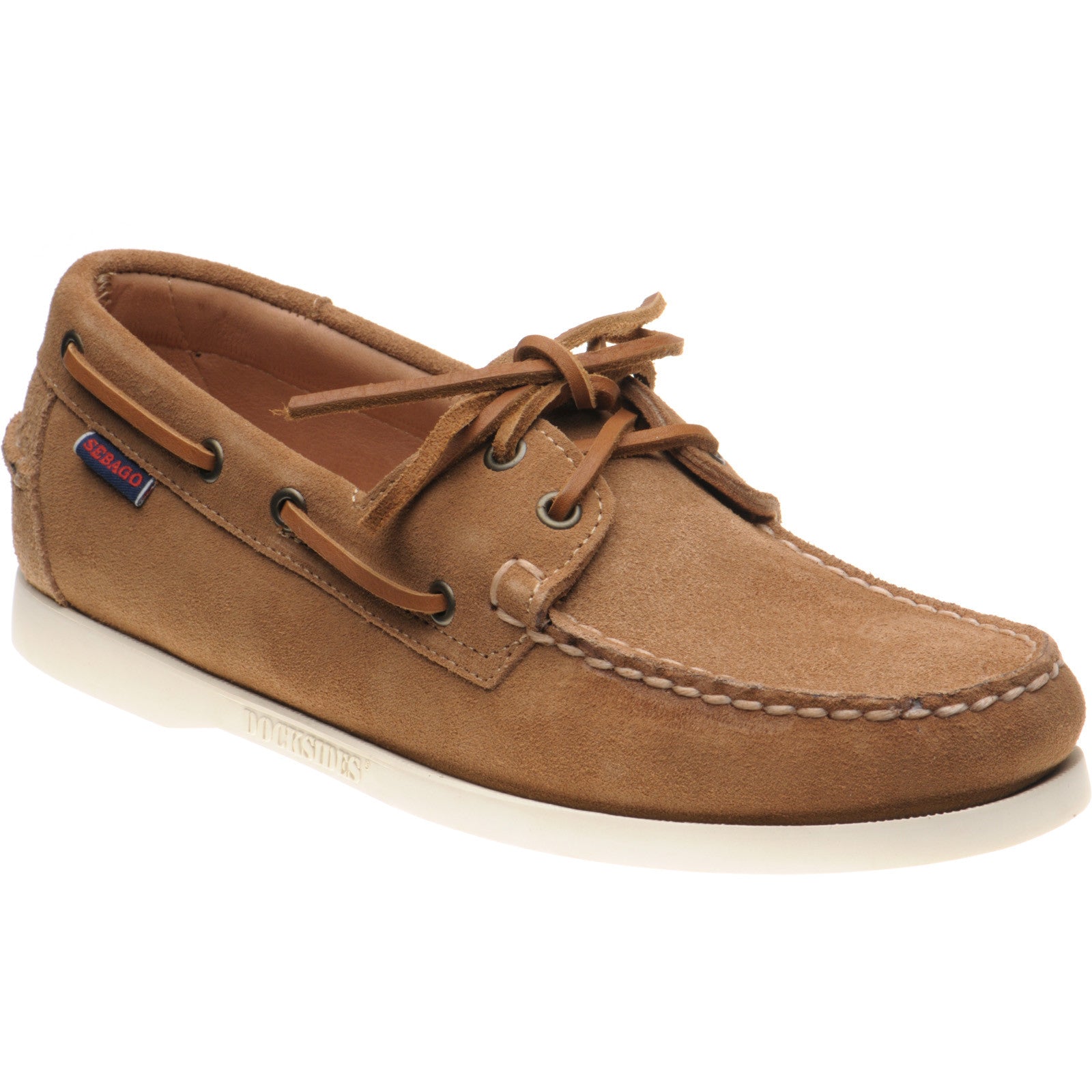 Sebago Dockside Portland mens rubber-soled deck shoes in brown