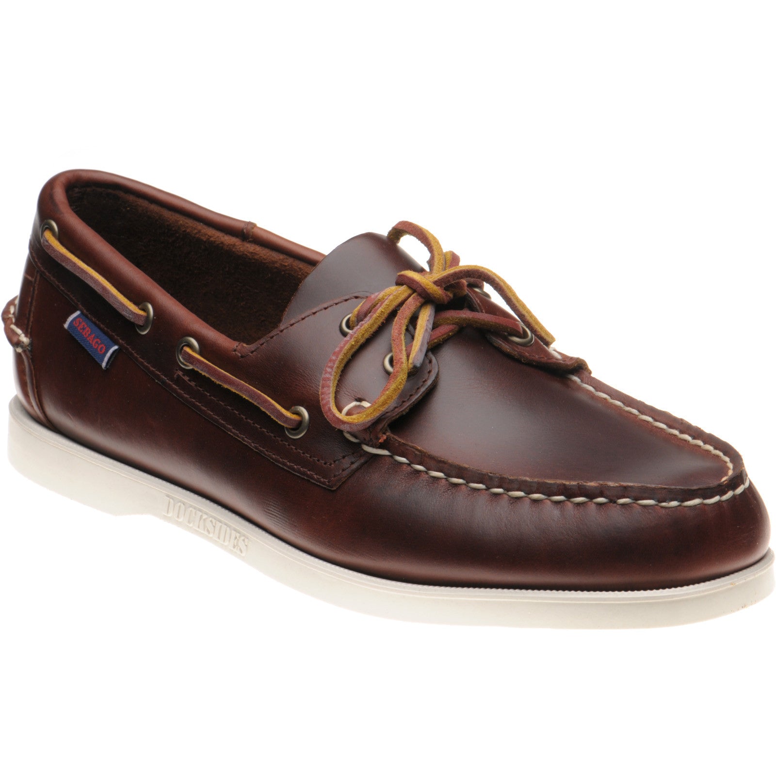 Sebago Dockside Portland mens rubber-soled deck shoes in brown