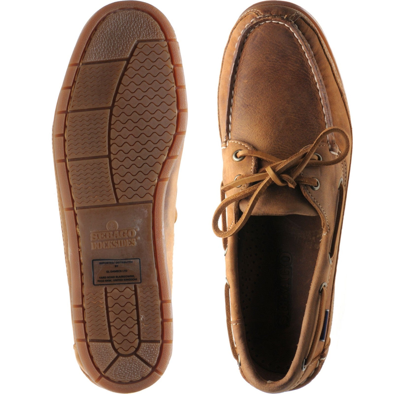 Product image for Sebago Schooner Crazy Horse mens deck shoes in brown and tan