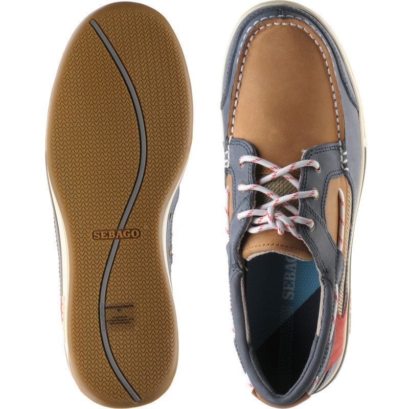 Product image for Sebago Triton Three Eye in blue navy cognac red