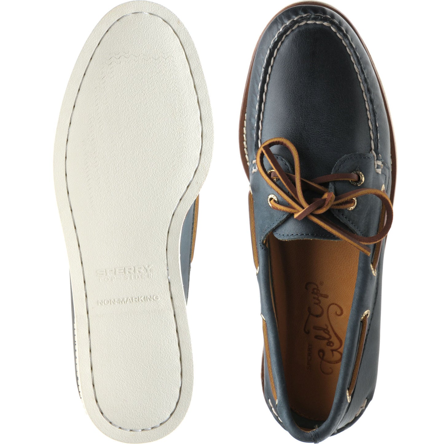 Product image for Sperry AO Gold mens rubber-soled Derby shoes in navy