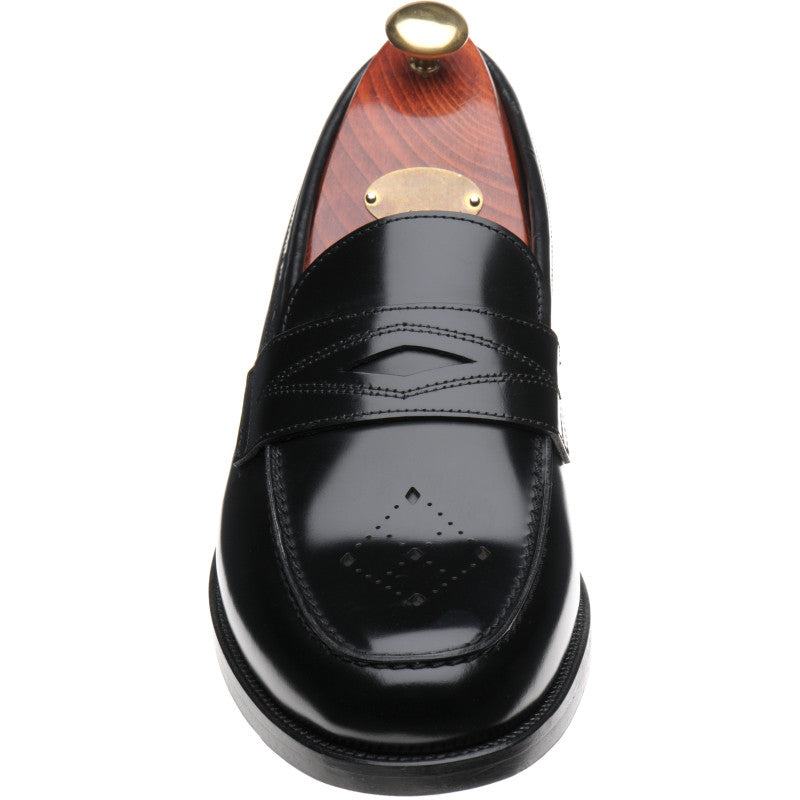 Product image for Wildsmith Model 110 mens two-tone rubber-soled loafers in black polished