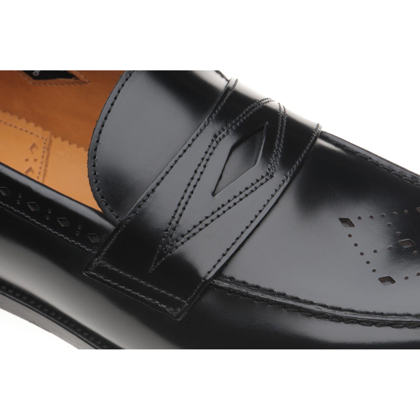Product image for Wildsmith Model 110 mens two-tone rubber-soled loafers in black polished