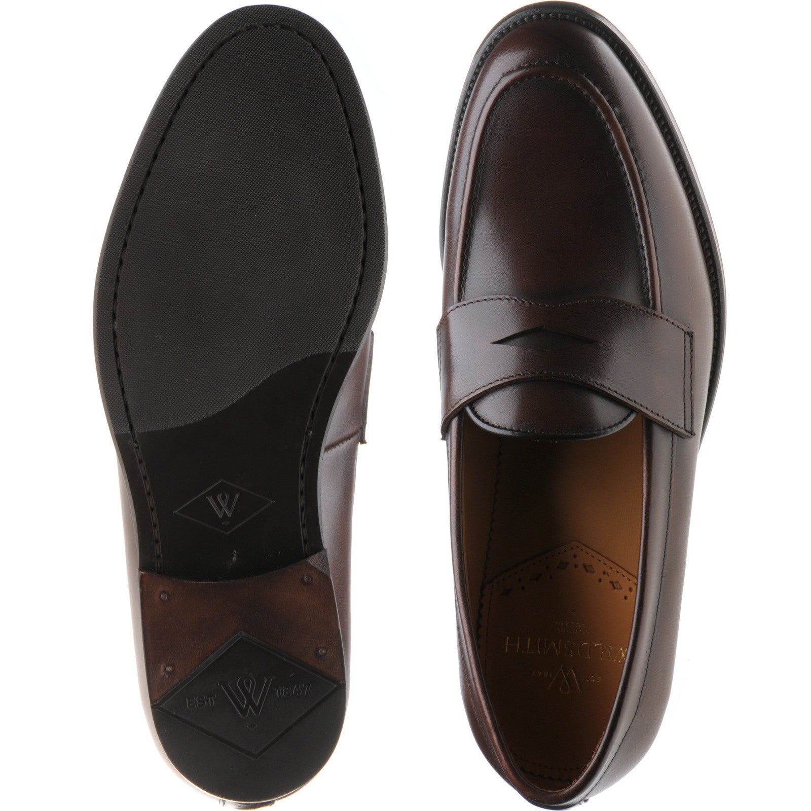 Product image for Wildsmith Model 31 mens rubber-soled loafers in dark brown calf (second)