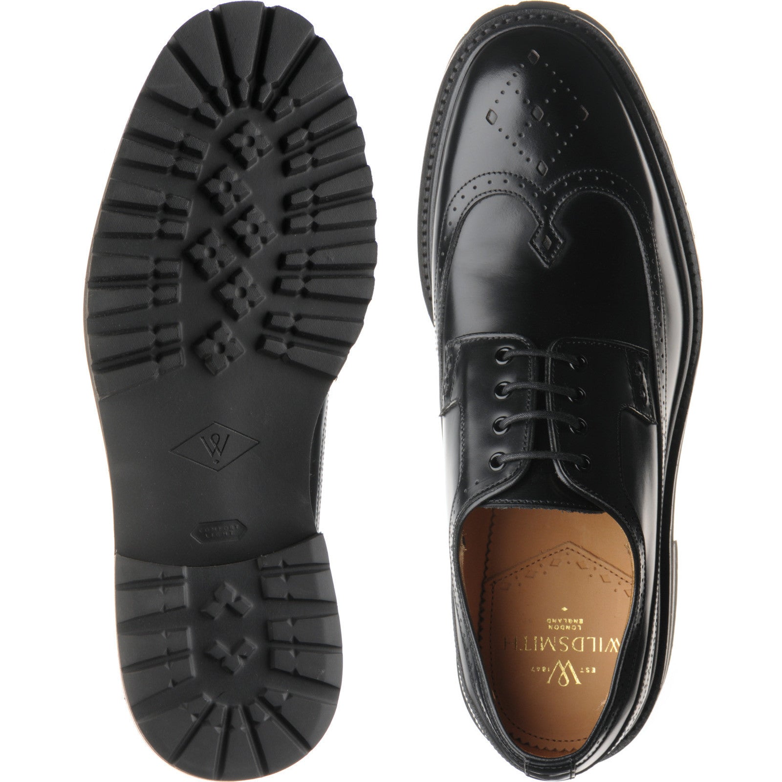 Product image for Wildsmith Model 43 mens rubber-soled brogues in black polished