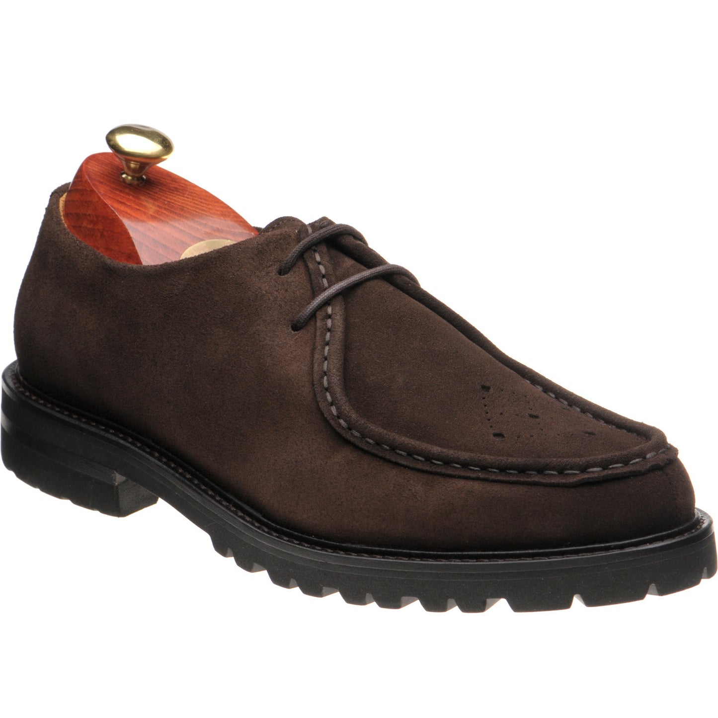 Product image for Wildsmith Model 68 mens rubber-soled Derby shoes in dark brown suede