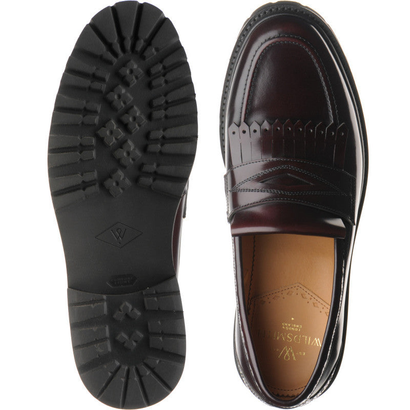 Product image for Wildsmith Model 80 mens rubber-soled loafers in burgundy polished (second)