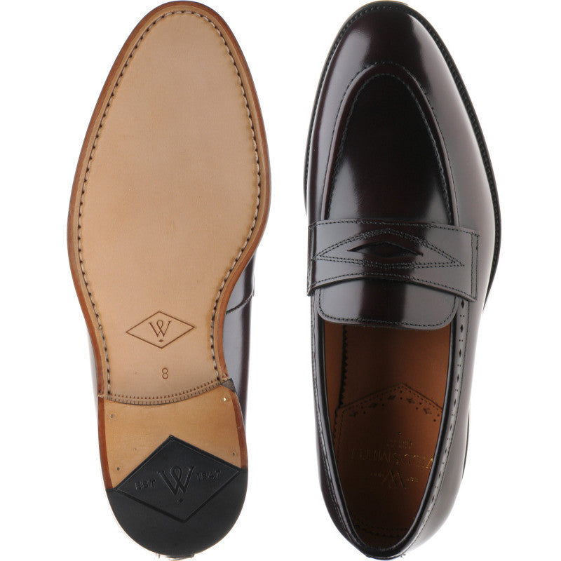 Product image for Wildsmith Model 98 mens loafers in burgundy polished (second)