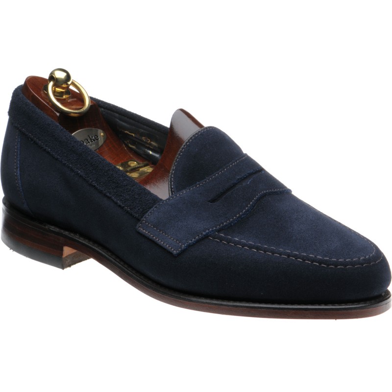 Loake shoes | Loake Shoemaker | Eton loafer in Navy Suede at Herring Shoes