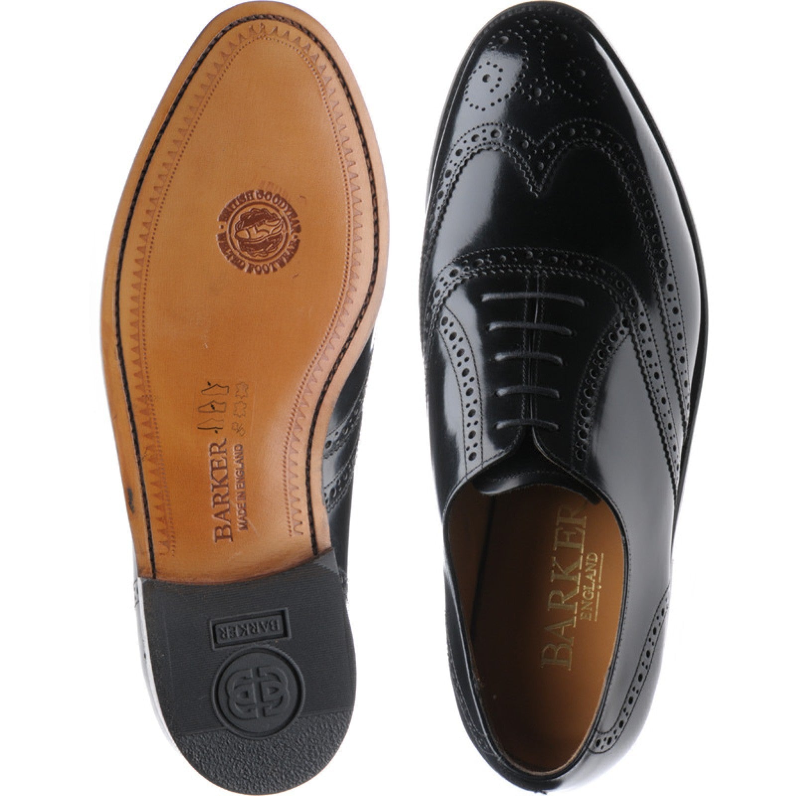 Product image for Barker Albert mens brogues in black polished (second)