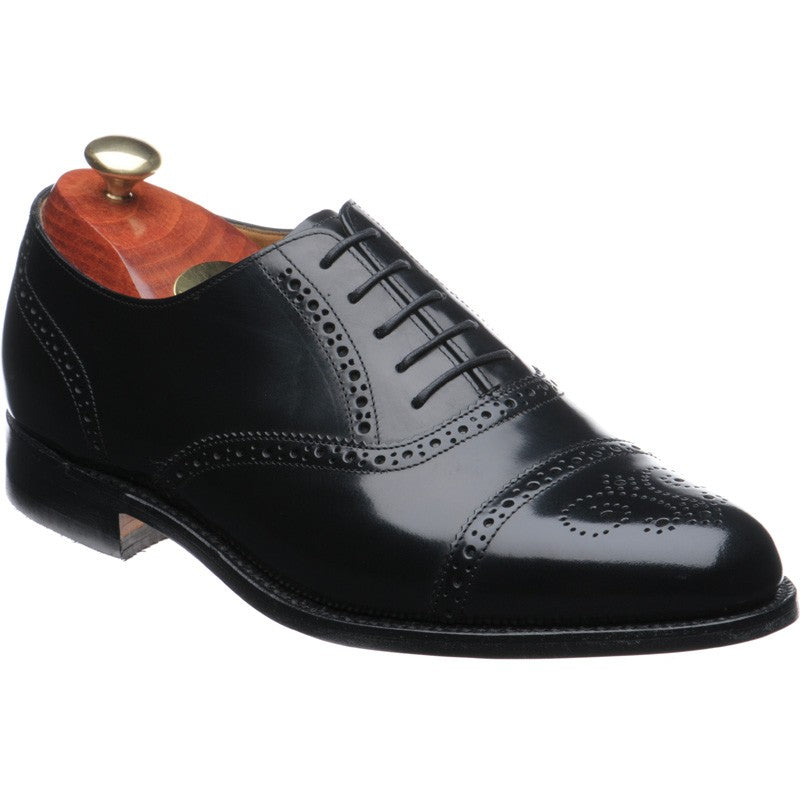 Product image for Barker Alfred mens semi-brogues in black polished (second)