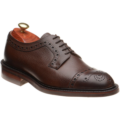 Product image for Barker Keswick mens rubber-soled semi-brogues in chocolate grain