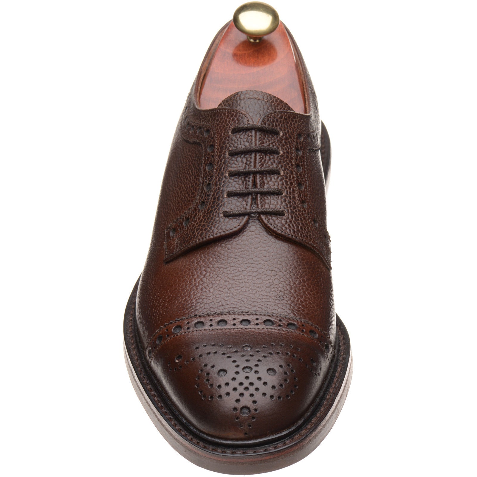 Product image for Barker Keswick mens rubber-soled semi-brogues in chocolate grain