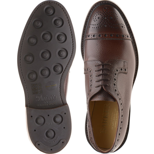 Product image for Barker Keswick mens rubber-soled semi-brogues in chocolate grain