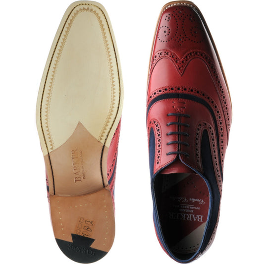 Product image for Barker McClean in red painted calf and navy suede