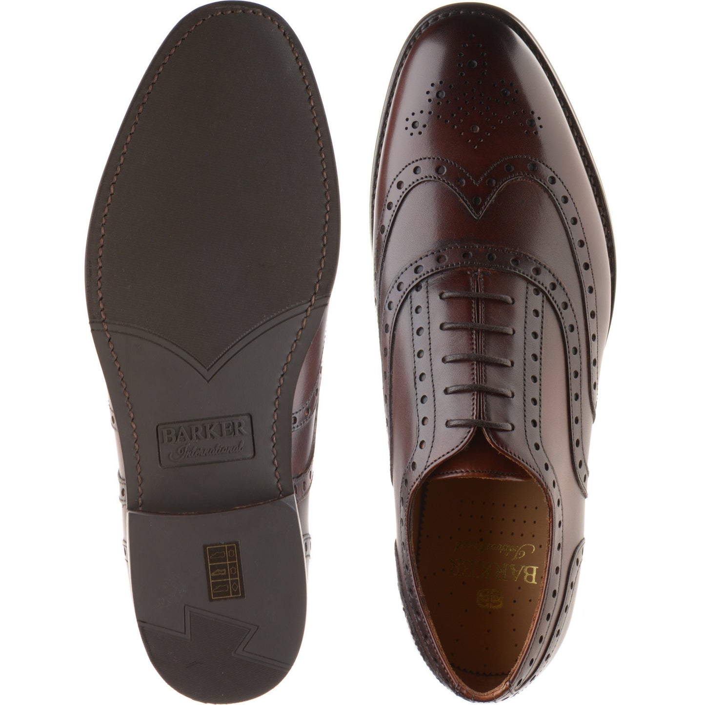 Product image for Barker Ossett mens rubber-soled brogues in walnut calf